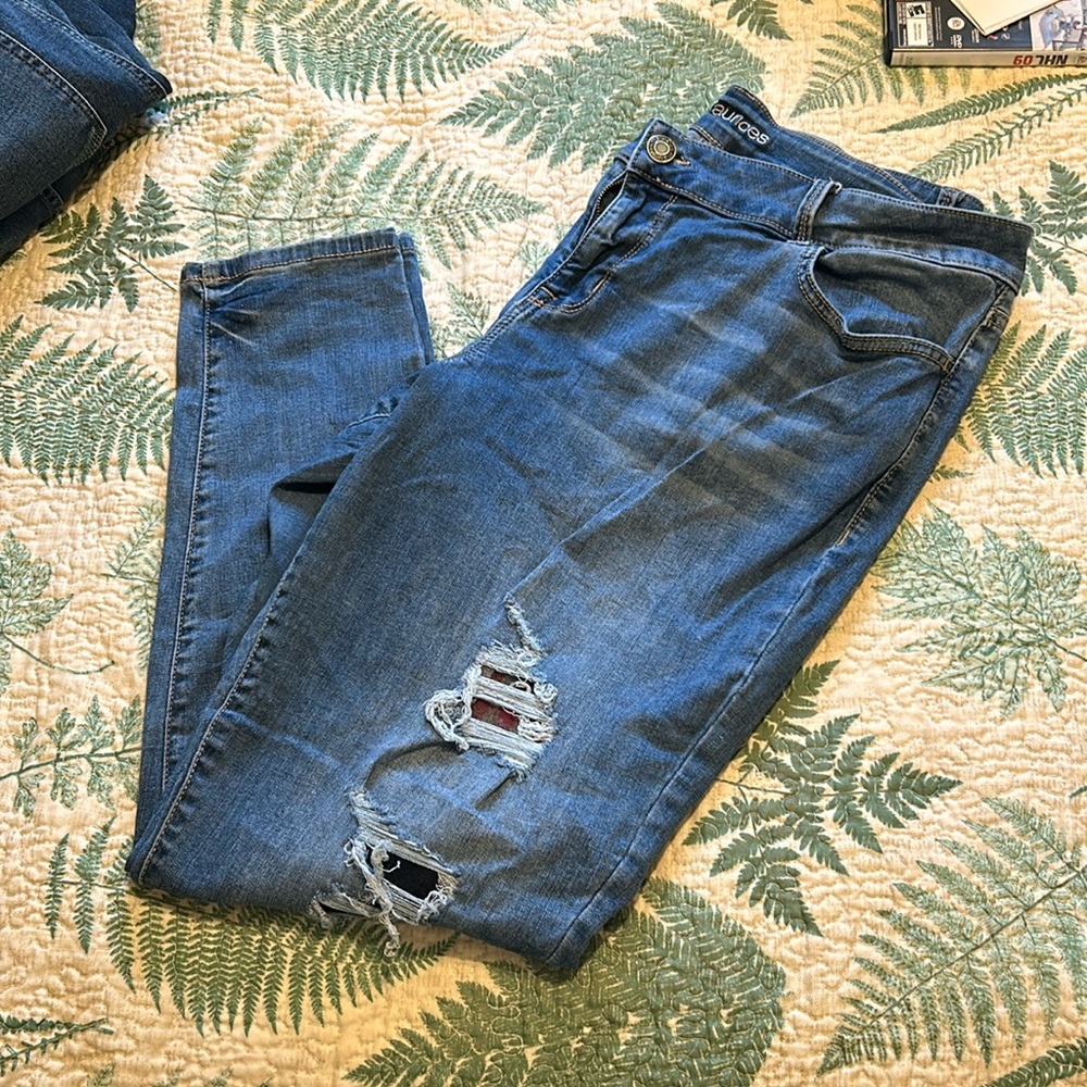 Maurices Distressed Jeans With Plaid Detail